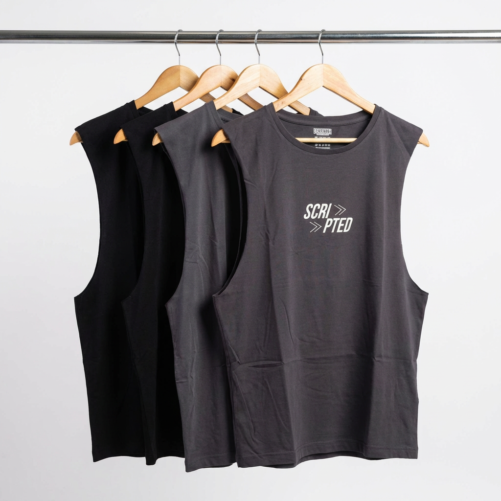 Grey and black muscle tanks